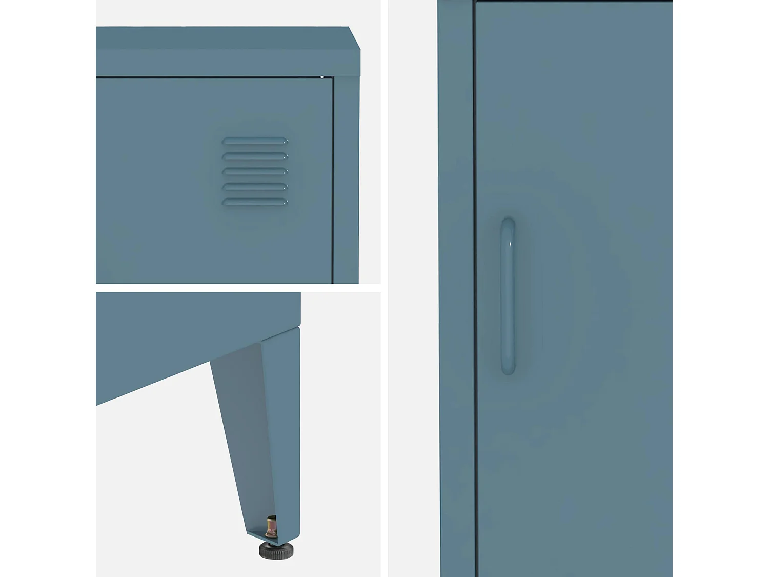 Table de chevet en acier bleu. 1 porte. casier. chambre enfant