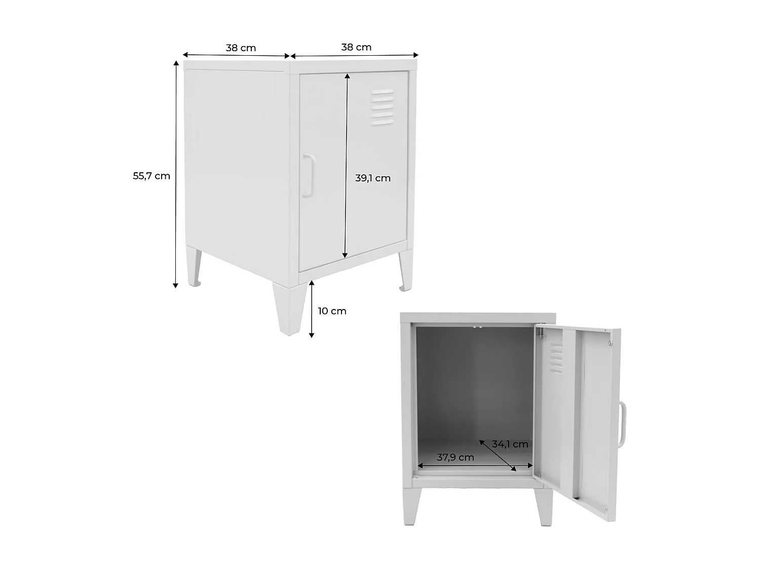 Comodino industriale, 1 anta, blu grigio