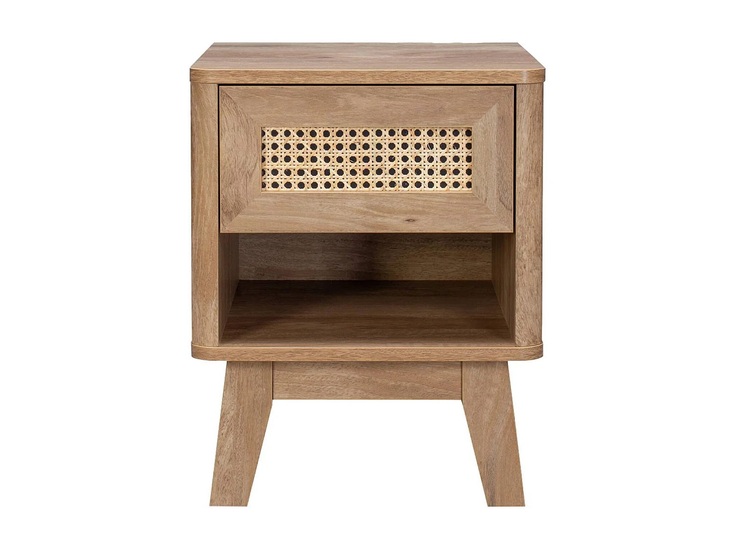 Set 2 comodini con decorazione in legno e canna da zucchero, marrone