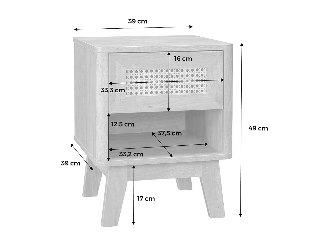 Set 2 comodini con decorazione in legno e canna da zucchero, marrone