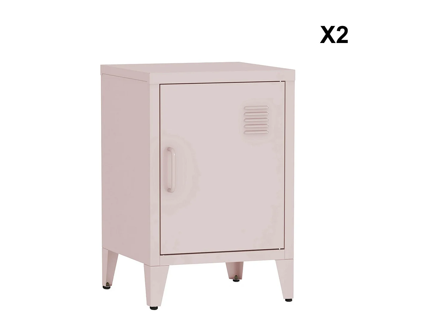 Mesita industrial con 1 puerta, set de 2 rosa