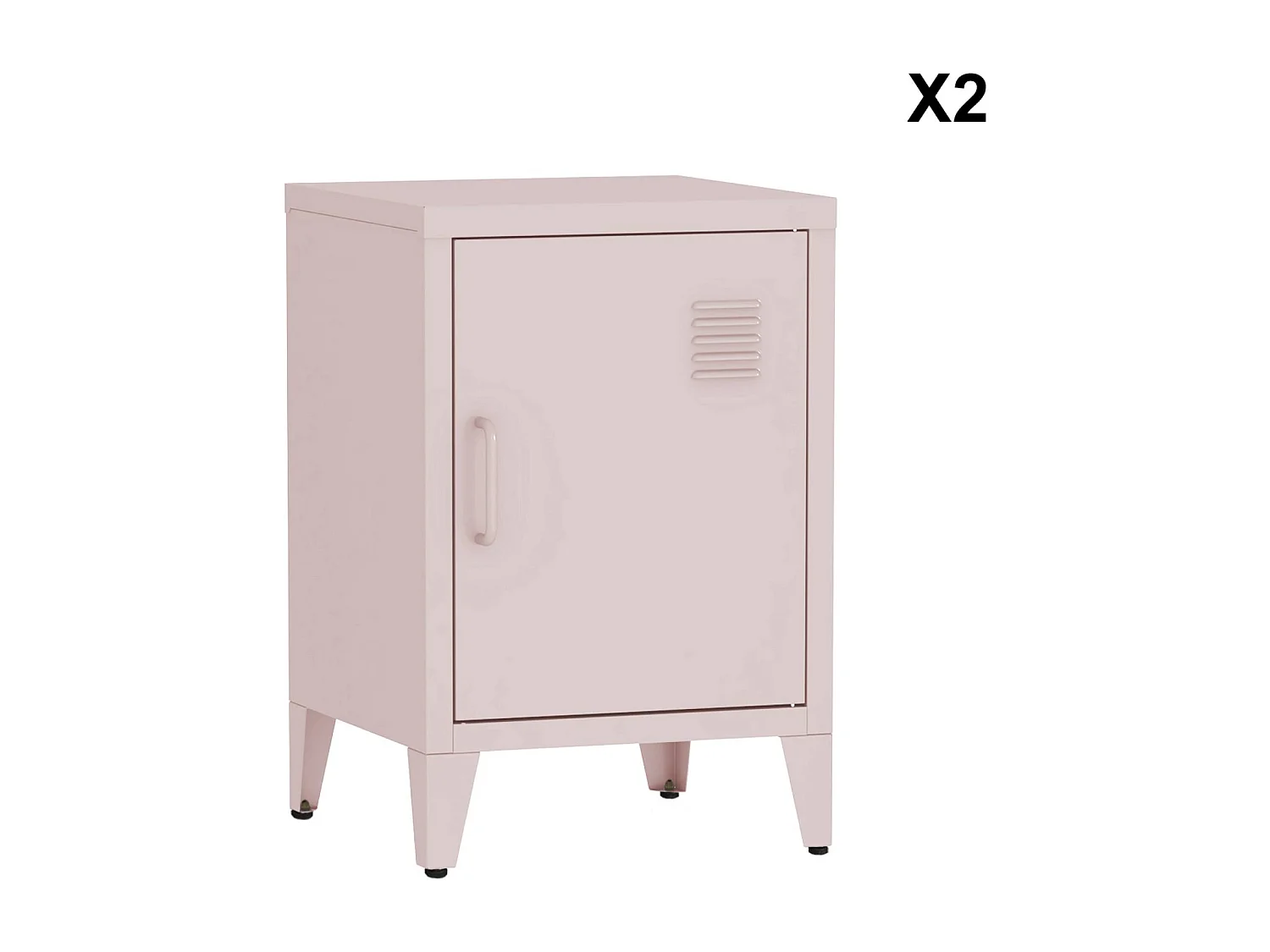 Mesita industrial con 1 puerta, set de 2 rosa