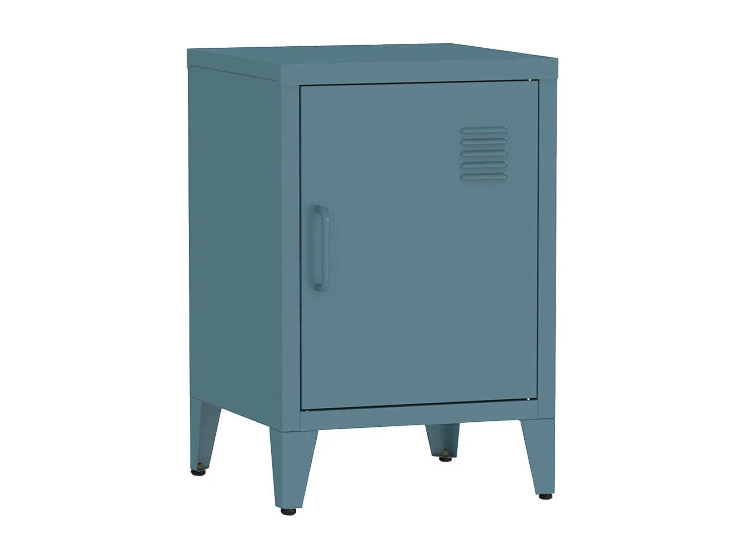 Lot de 2 tables de chevet en acier 1 porte. Bleu pétrole. casier. L 38 x P 38 x H 55.7 cm