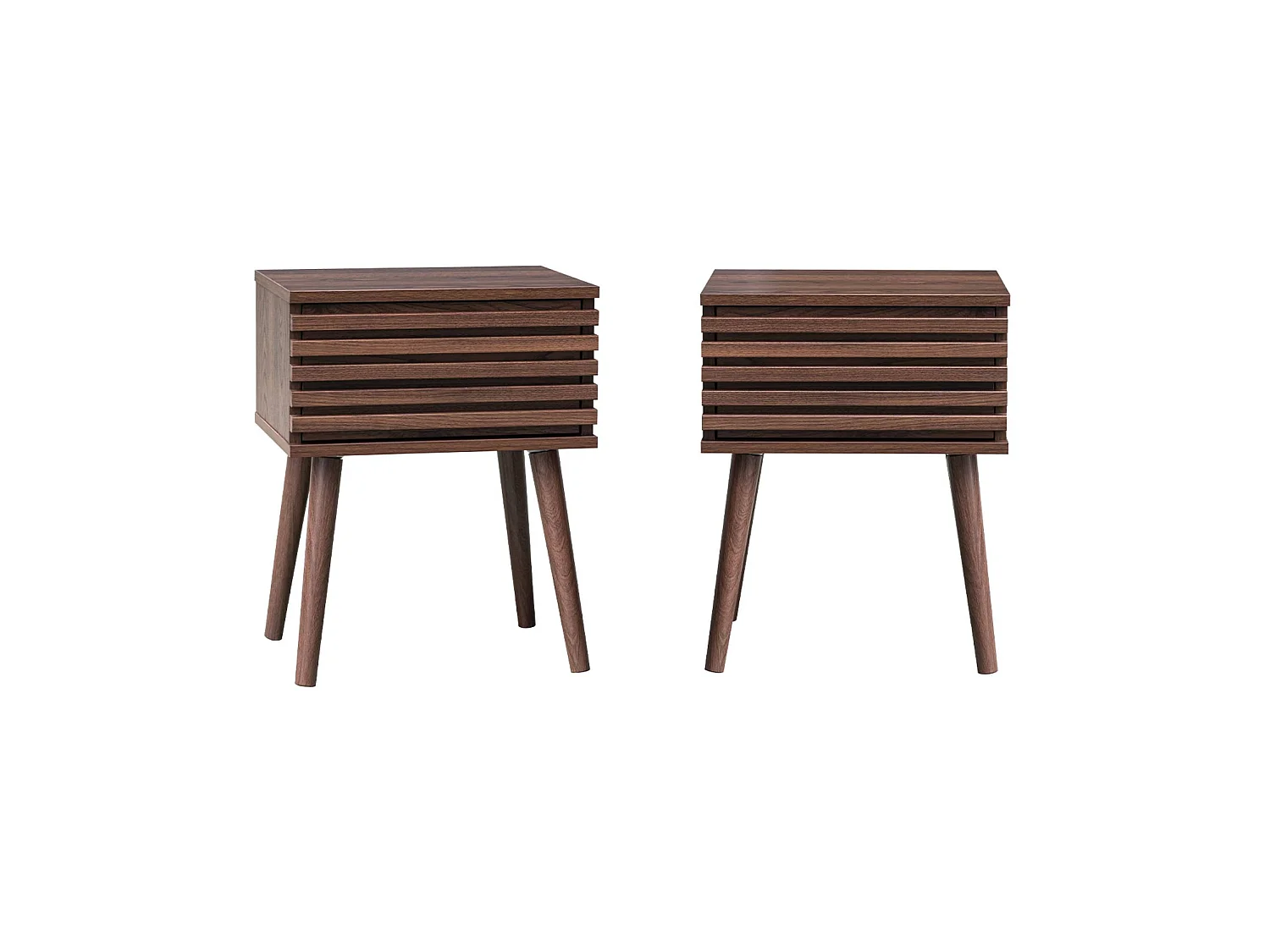 Mesita de noche estilo escandinavo efecto madera, set de 2 nogal