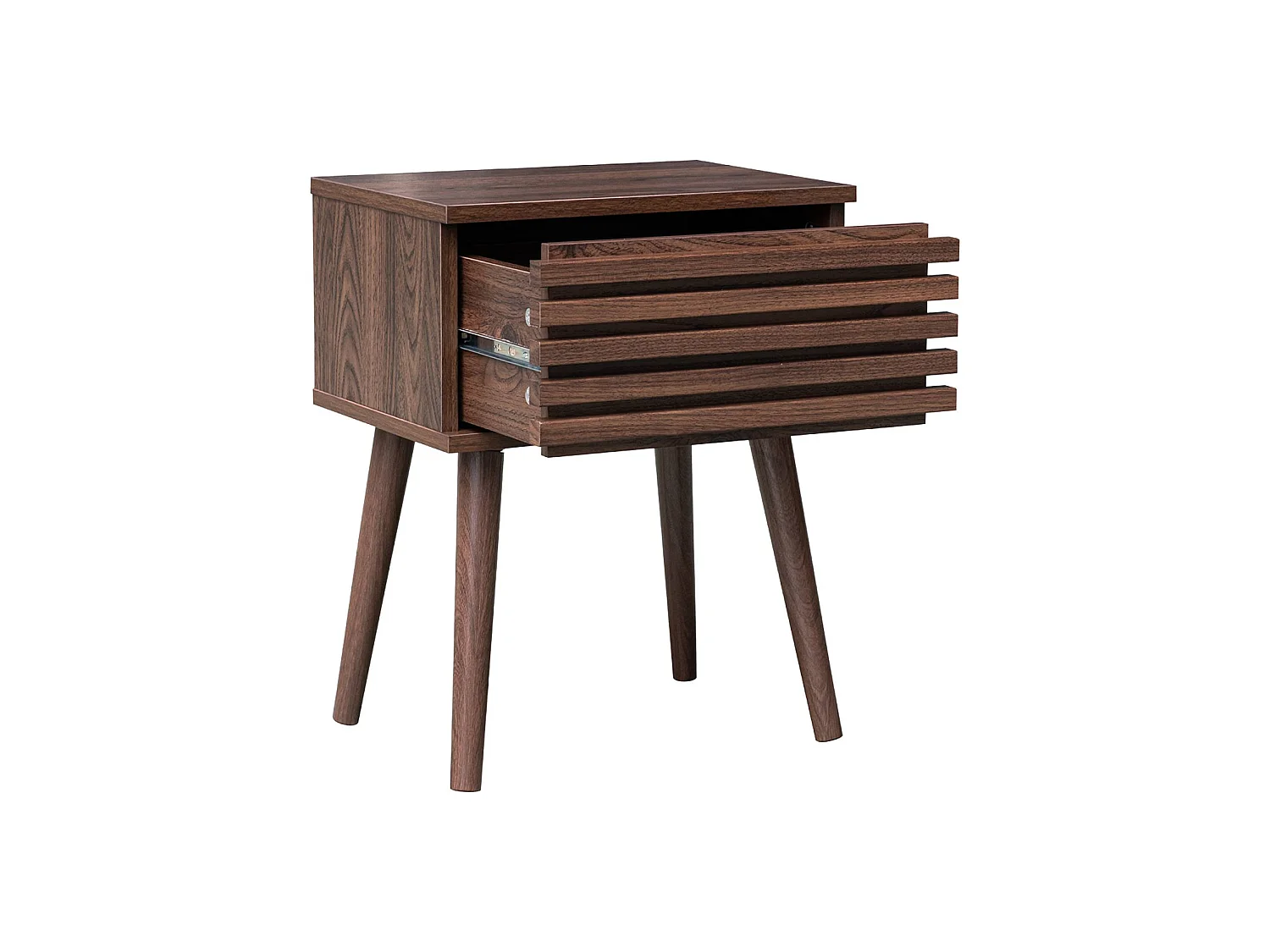 Mesita de noche estilo escandinavo efecto madera, set de 2 nogal