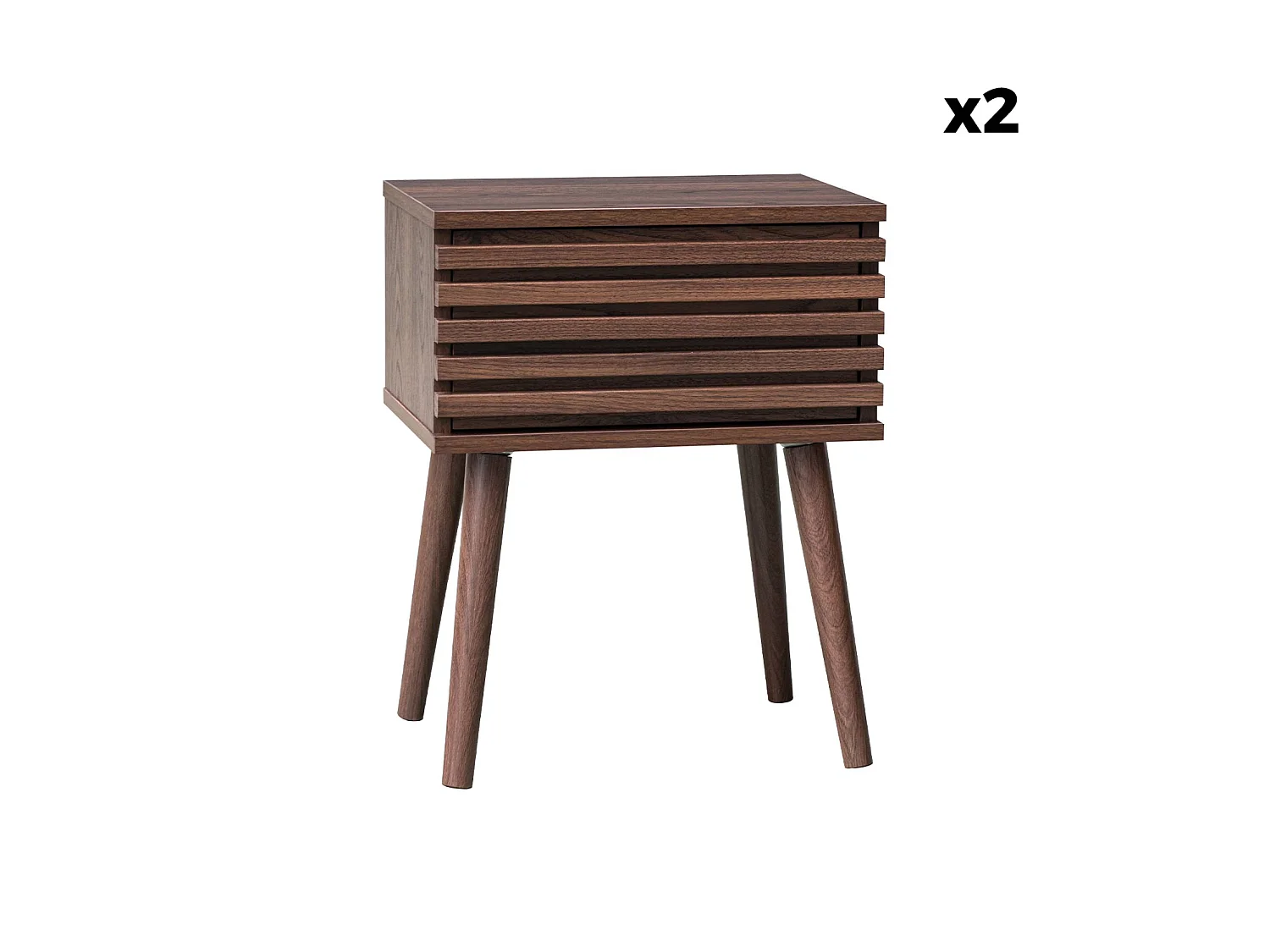 Mesita de noche estilo escandinavo efecto madera, set de 2 nogal