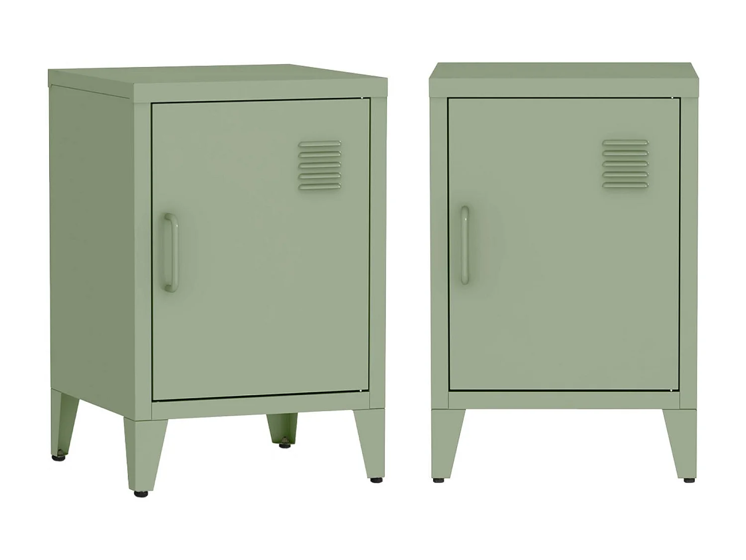 Mesita industrial con 1 puerta, set de 2 verde claro