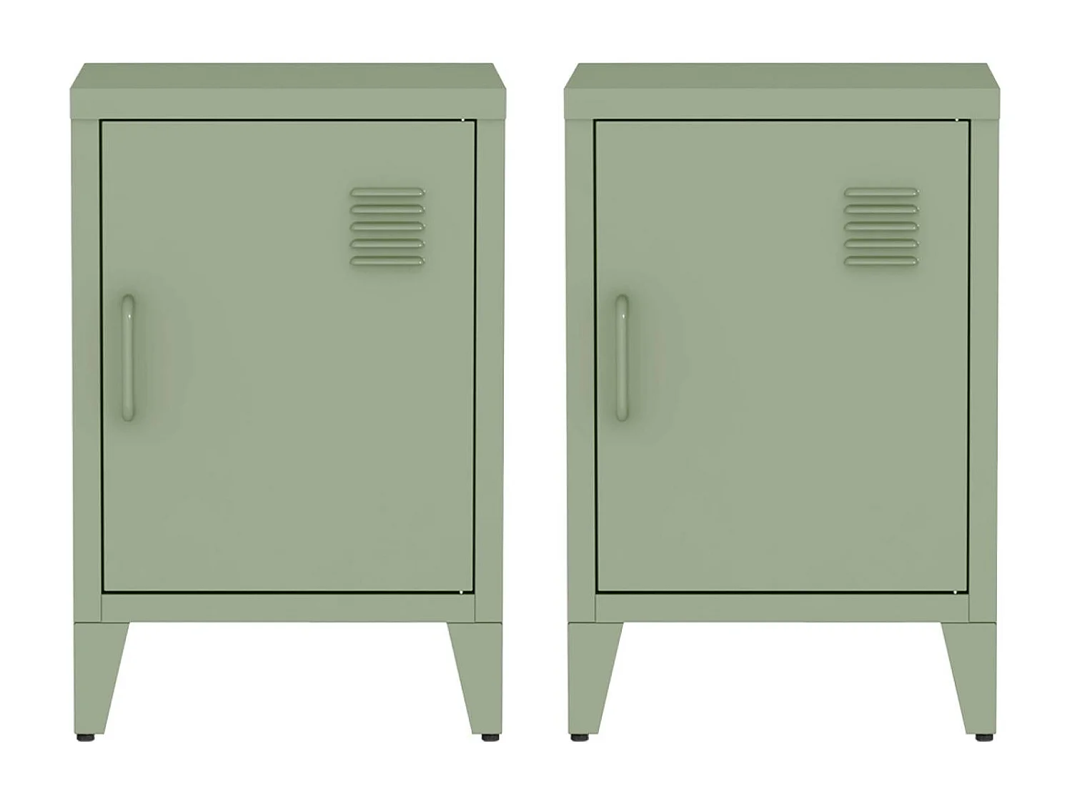 Mesita industrial con 1 puerta, set de 2 verde claro
