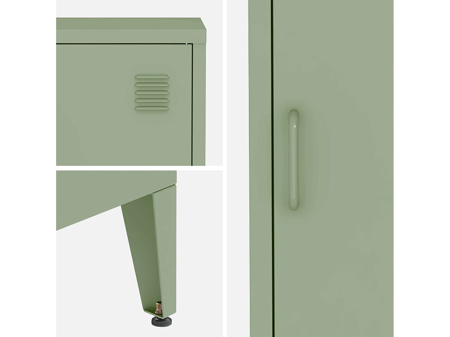 Mesita industrial con 1 puerta, set de 2 verde claro
