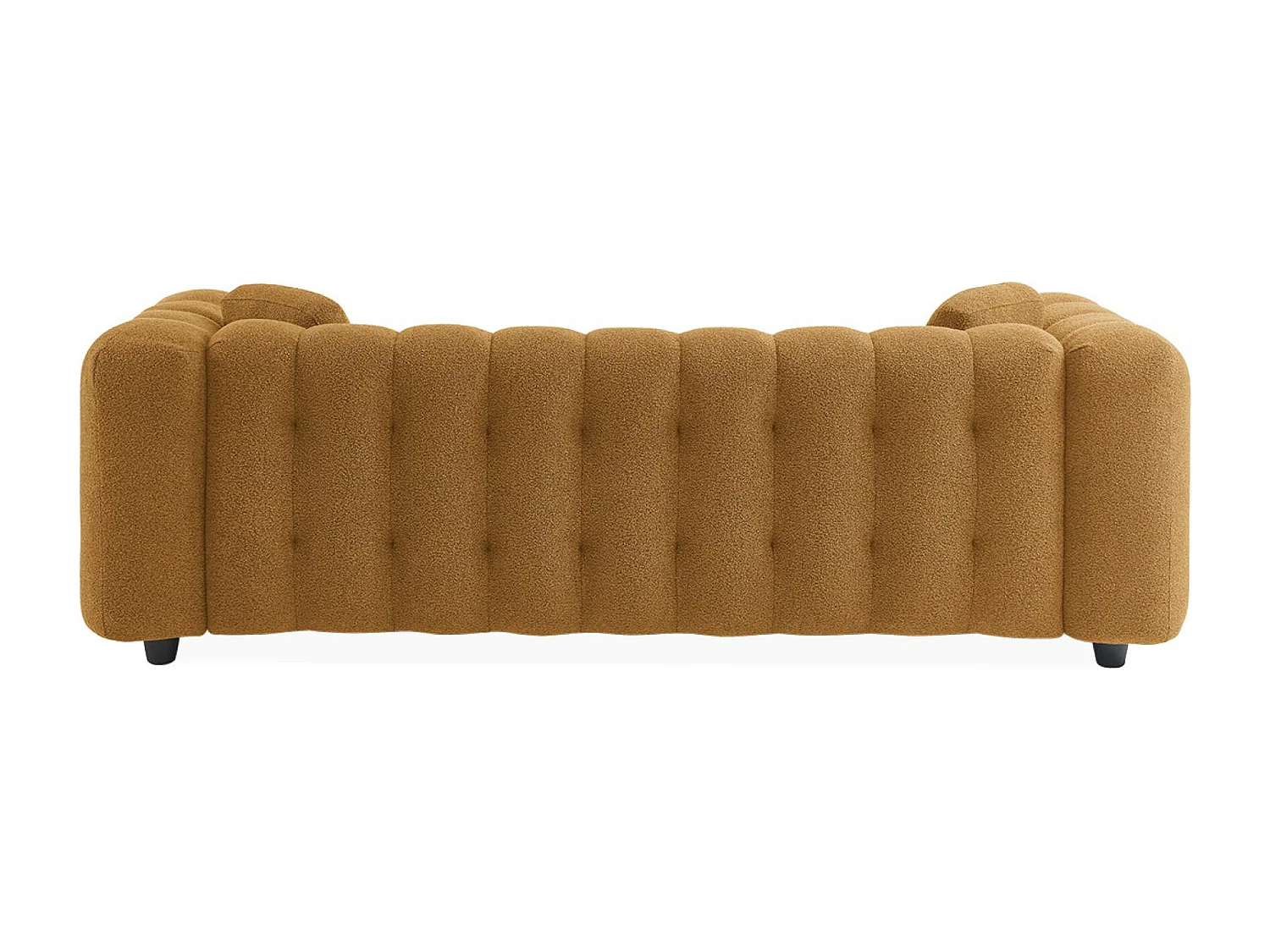 Divano rivestito in tessuto bouclé a 3 posti, mostarda