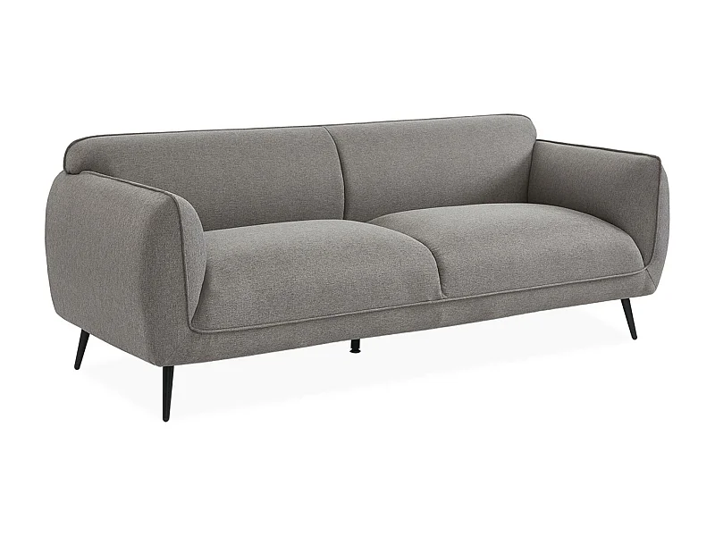 Canapé 3 places tissu gris clair et pieds métal noir
