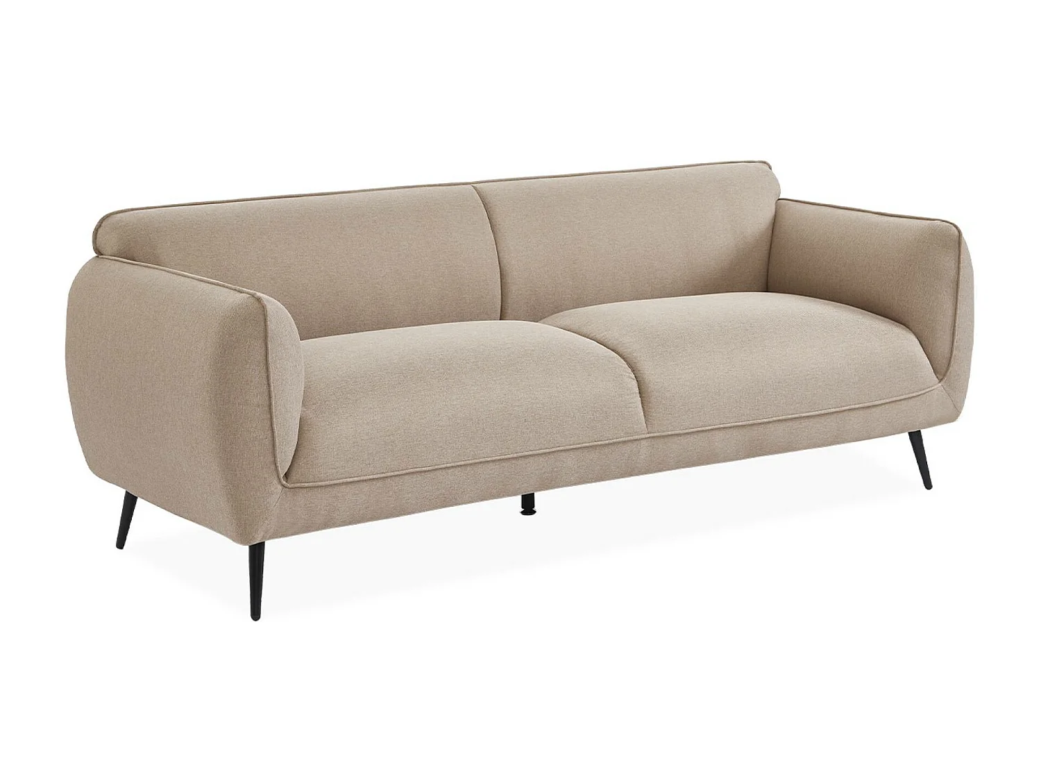 Canapé 3 places tissu beige et pieds métal noir