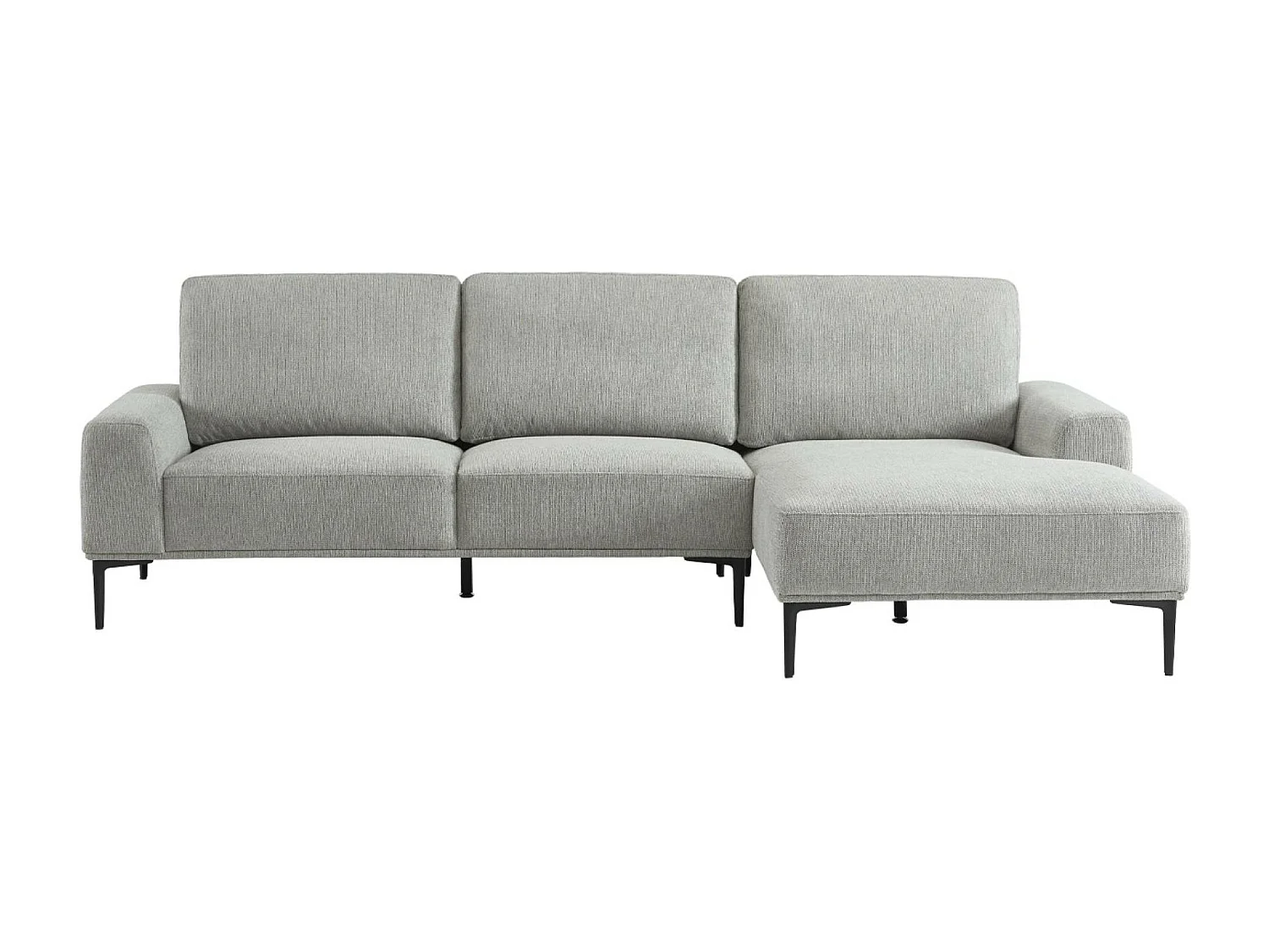 Divano a 3 posti in tessuto e metallo, angolo destro, grigio chiaro
