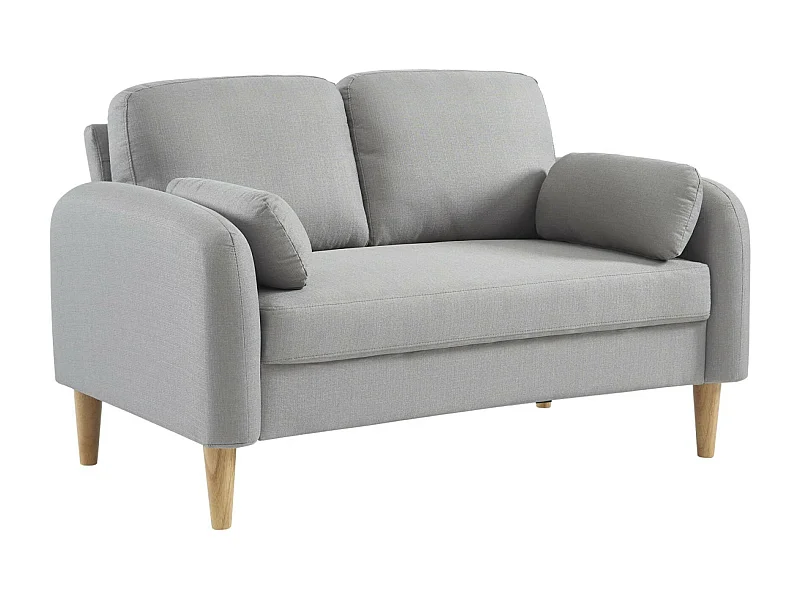 Sofá redondo escandinavo en tela, 2 plazas gris claro