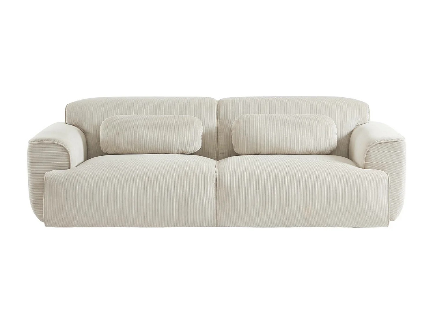 Sofá en terciopelo pana fina de 3 plazas crema