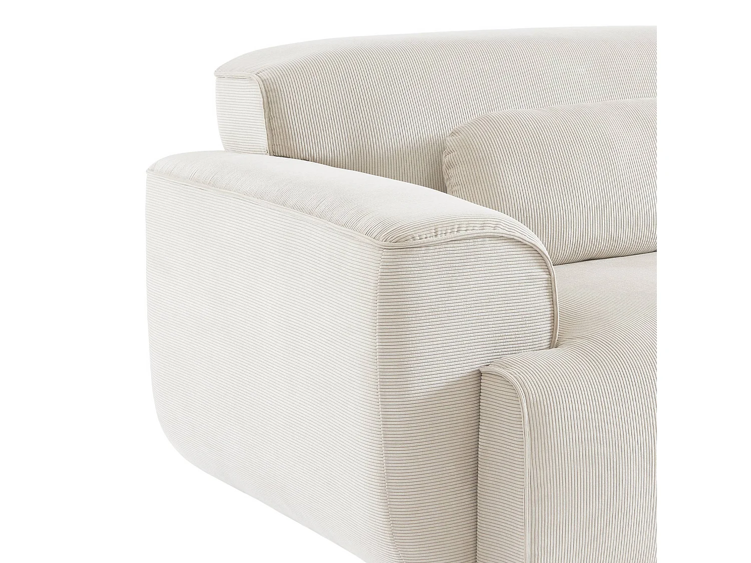 Sofá en terciopelo pana fina de 3 plazas crema