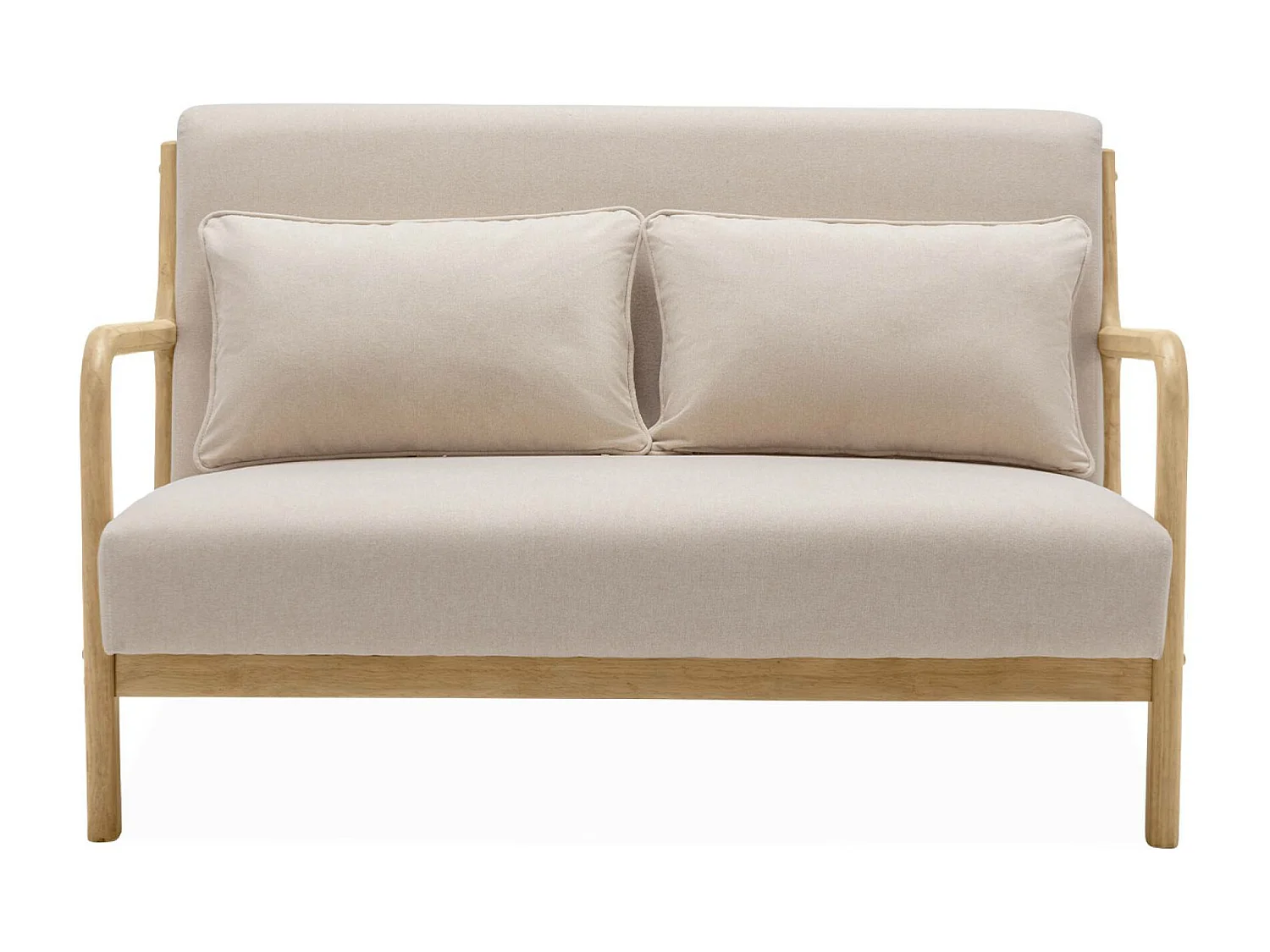 Banco de diseño en madera y tela beige