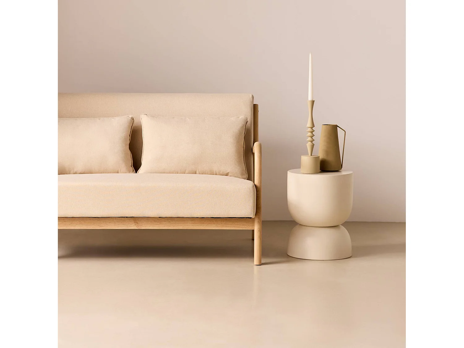Canapé 2 places en tissu beige