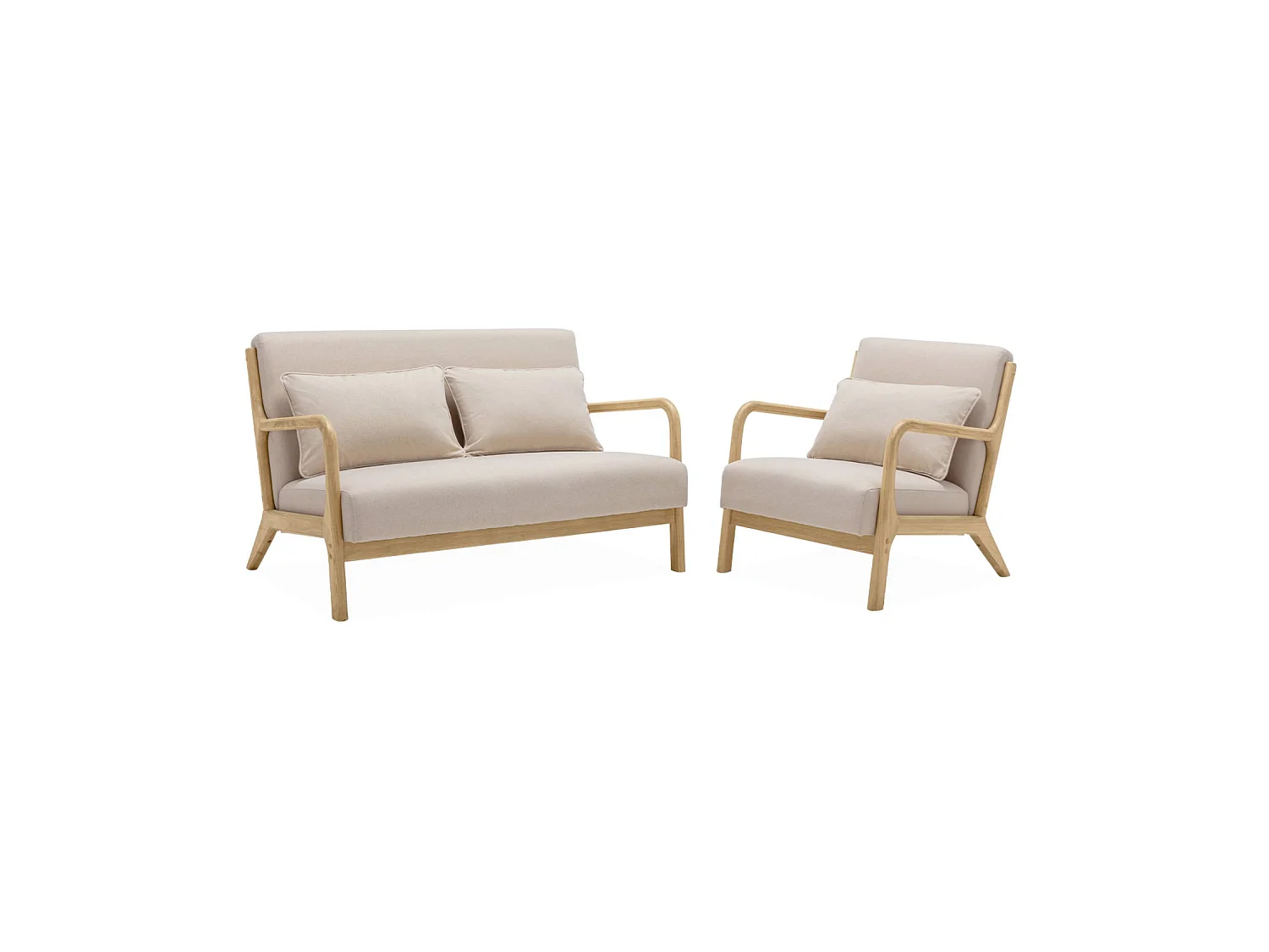 Canapé 2 places en tissu beige
