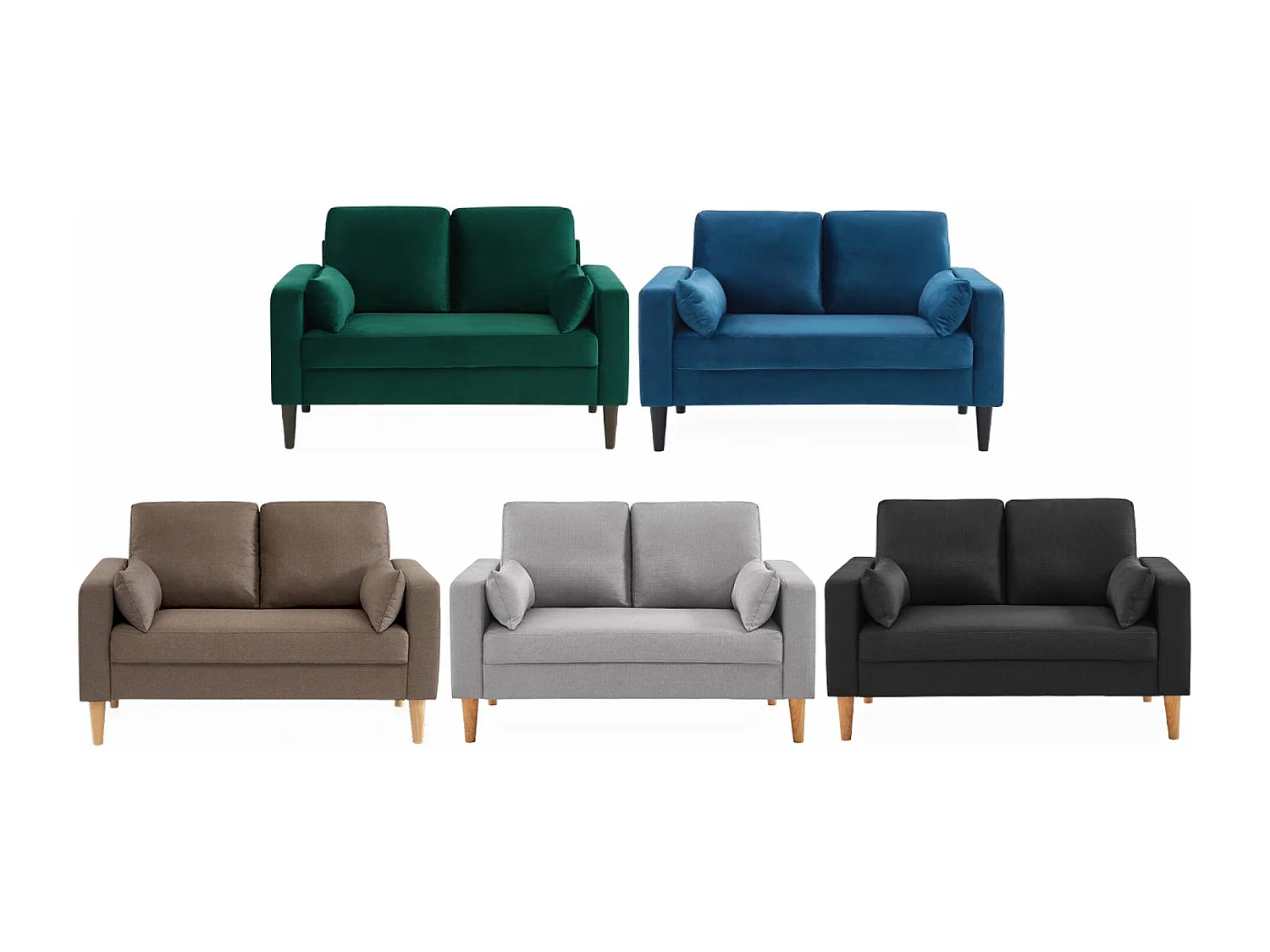 Divano in velluto vintage a 2 posti, verde inglese