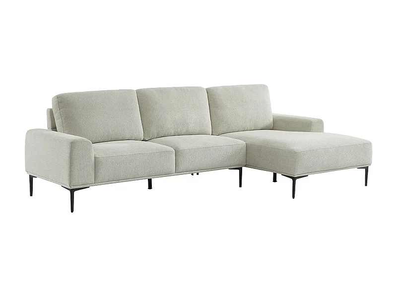 Sofá de 3 plazas en tela y metal, esquina derecha crema