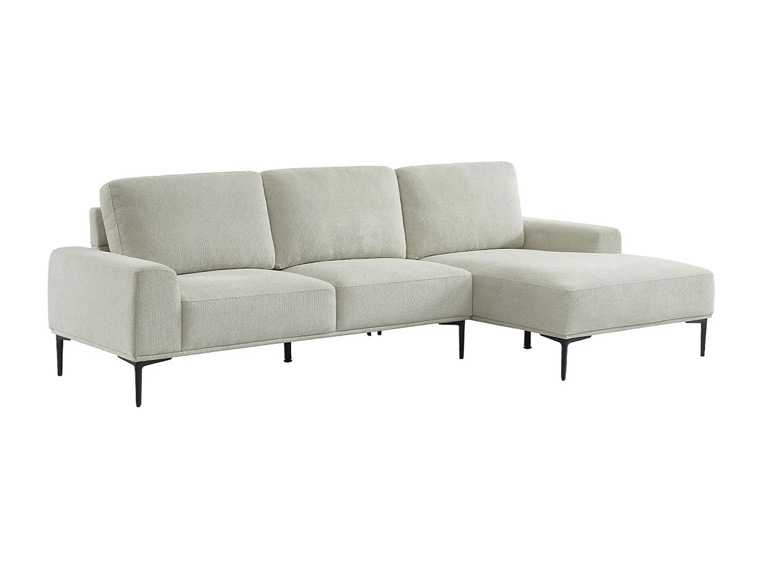 Divano a 3 posti in tessuto e metallo, angolo destro, crema