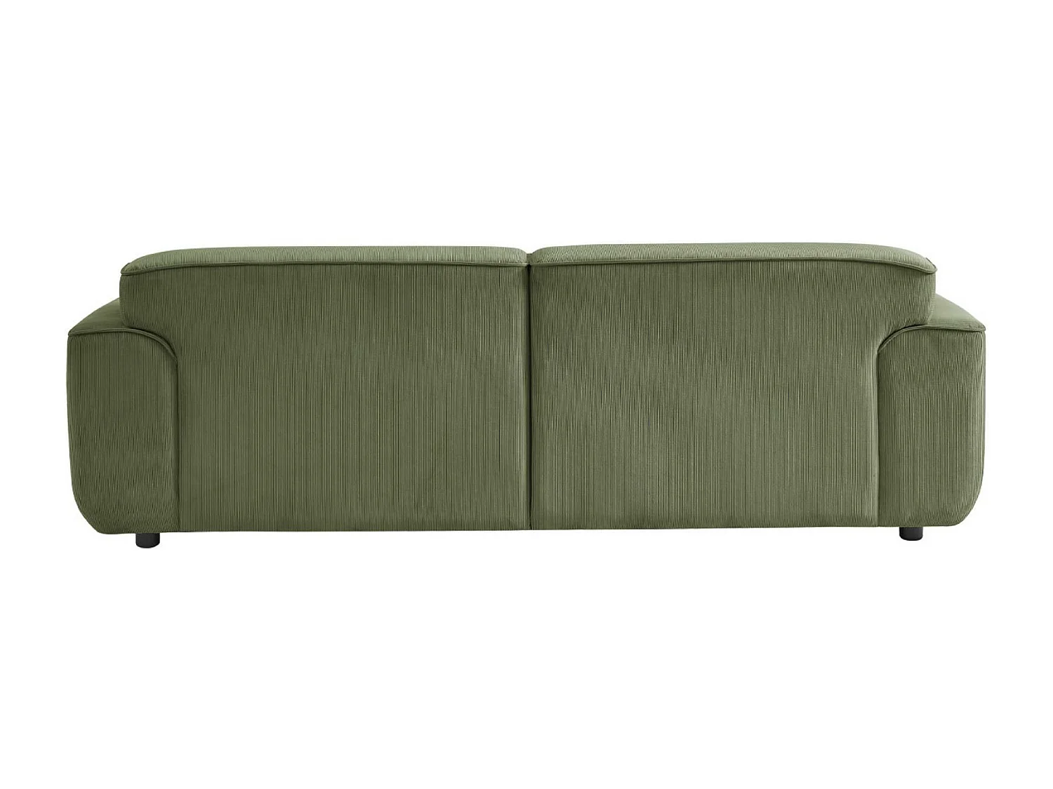 Canapé 3 places. tissu velours côtelé vert. 2 coussins déhoussables. Wallas  L 230 x P 98 x H 73cm