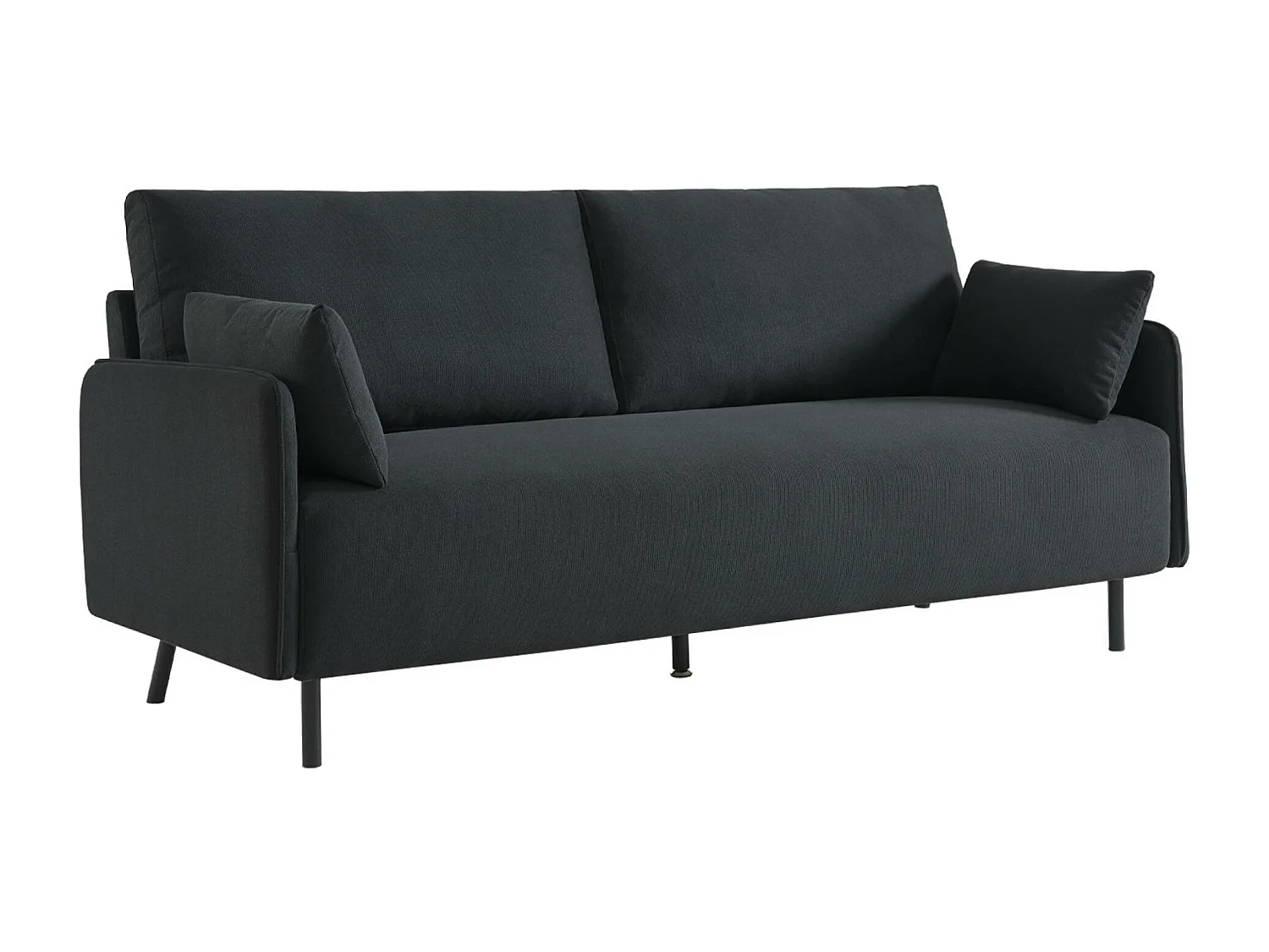 Canapé 3 places au tissu anthracite déperlant avec pieds en métal noir