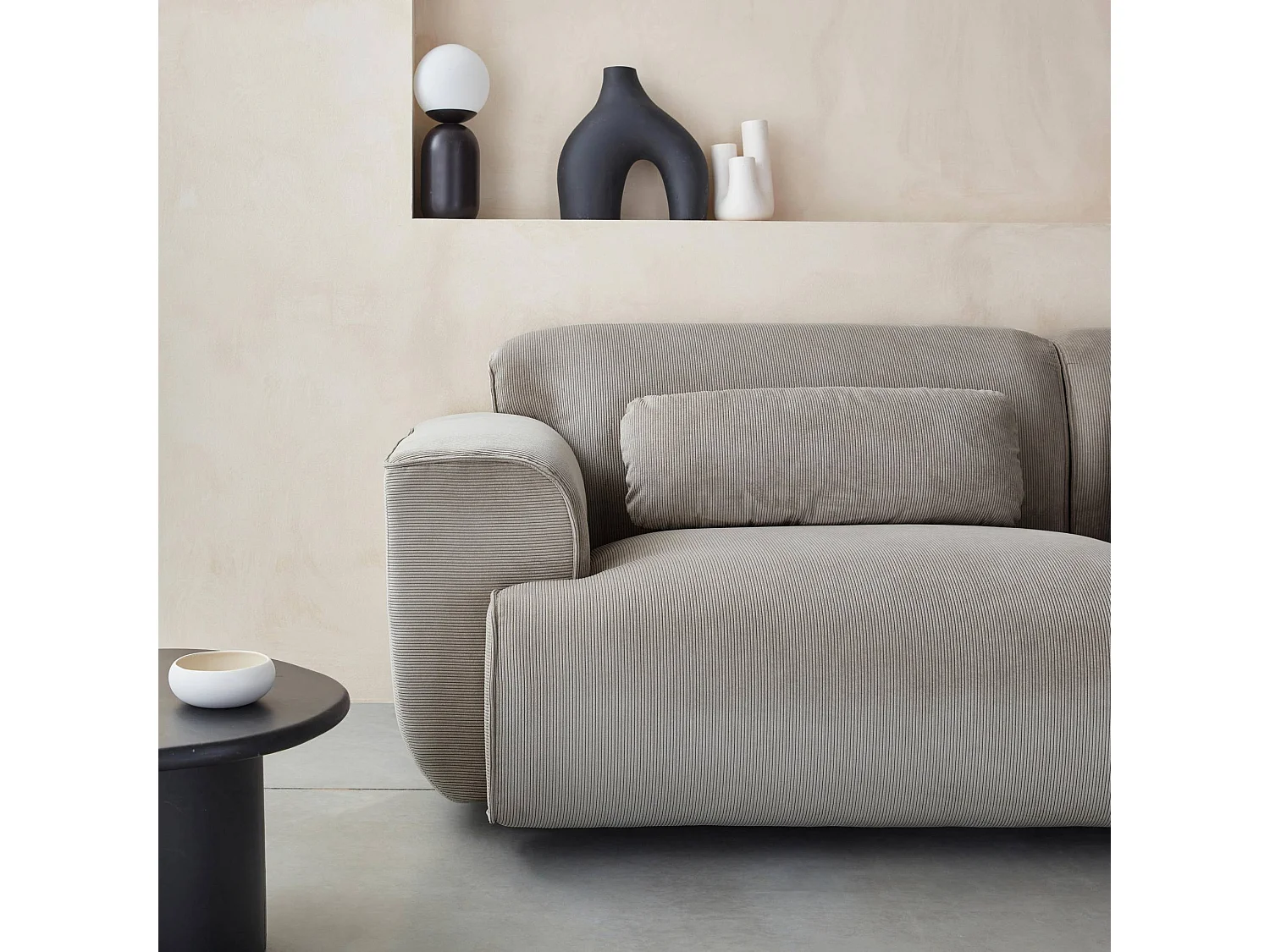 Divano a 3 posti in velluto a coste fini, grigio chiaro