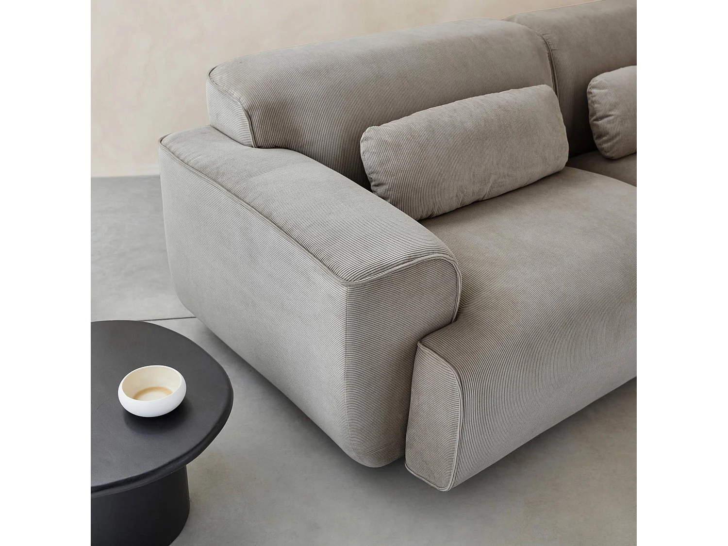 Divano a 3 posti in velluto a coste fini, grigio chiaro