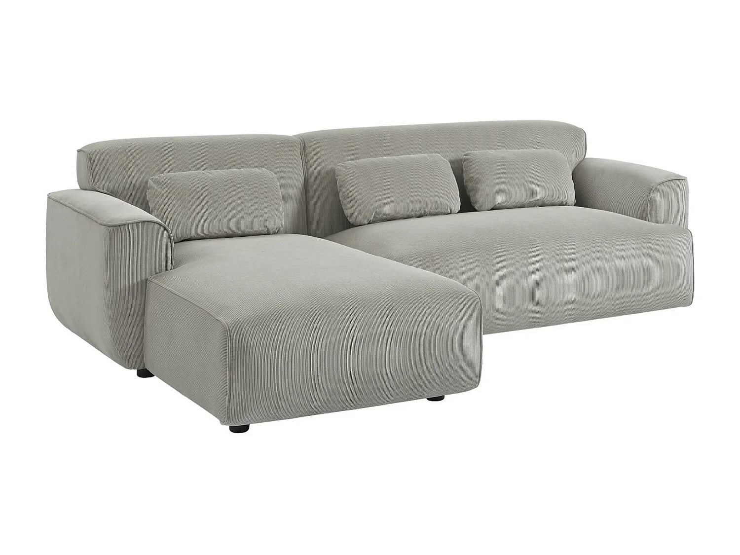 Sofá esquinero de pana de 2 a 3 plazas, esquina izquierda gris claro