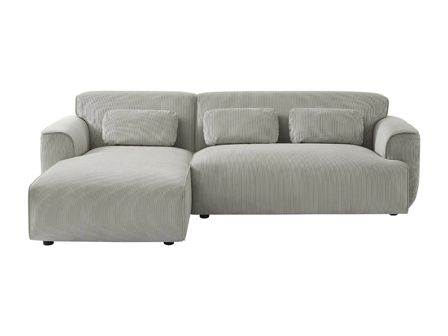 Sofá esquinero de pana de 2 a 3 plazas, esquina izquierda gris claro