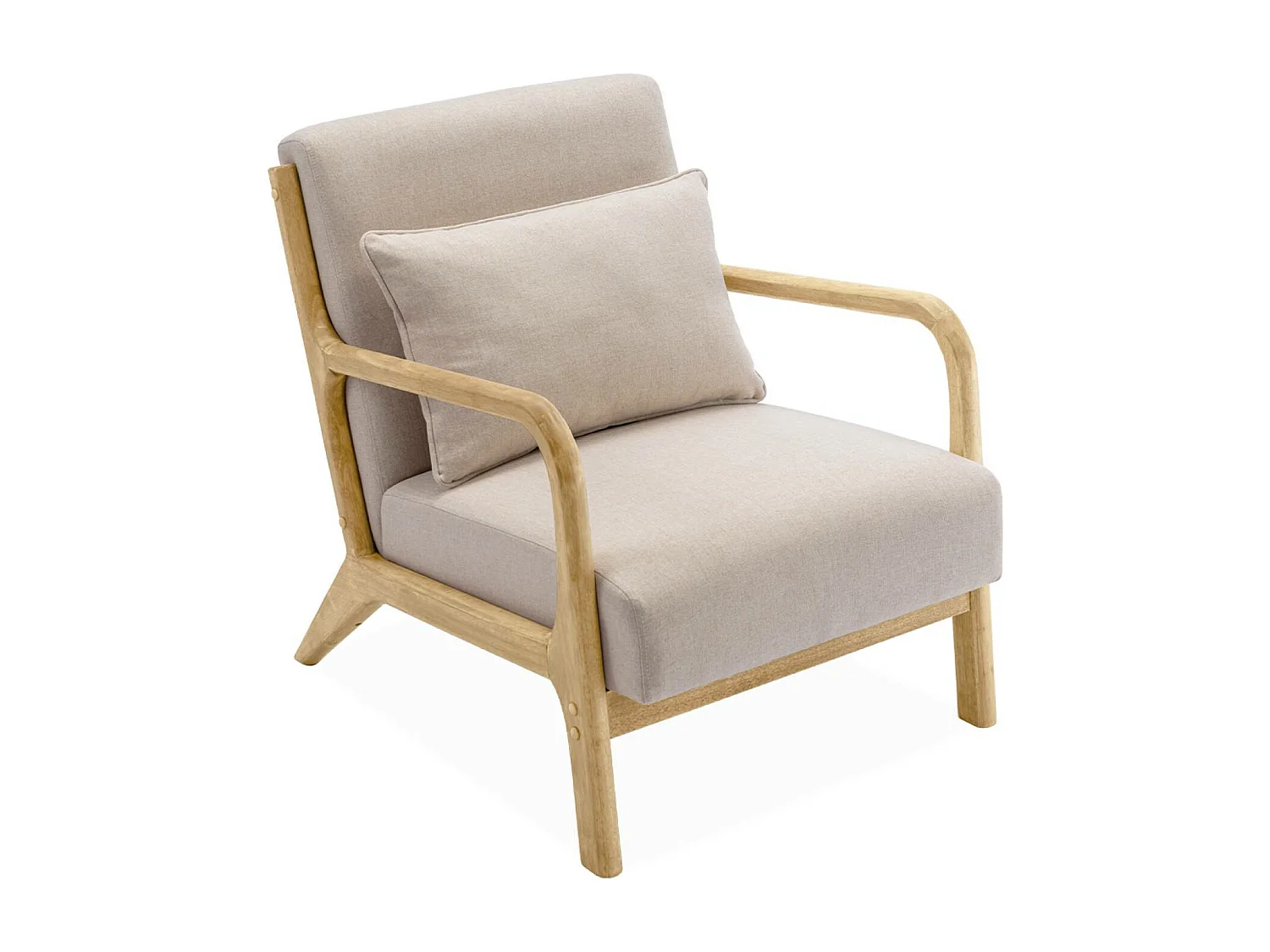 Panca scandinava a 2 posti e poltrona in legno, beige