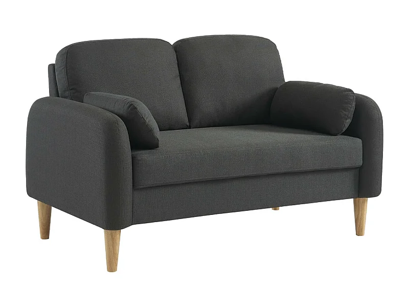 Sofá redondo escandinavo en tela, 2 plazas gris oscuro