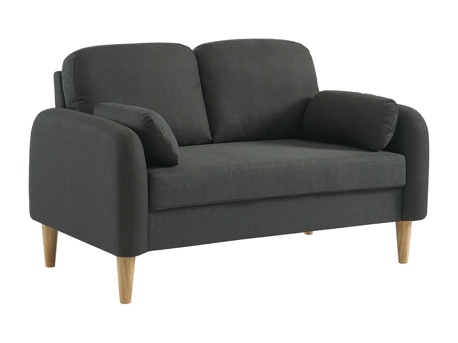 Sofá redondo escandinavo en tela, 2 plazas gris oscuro