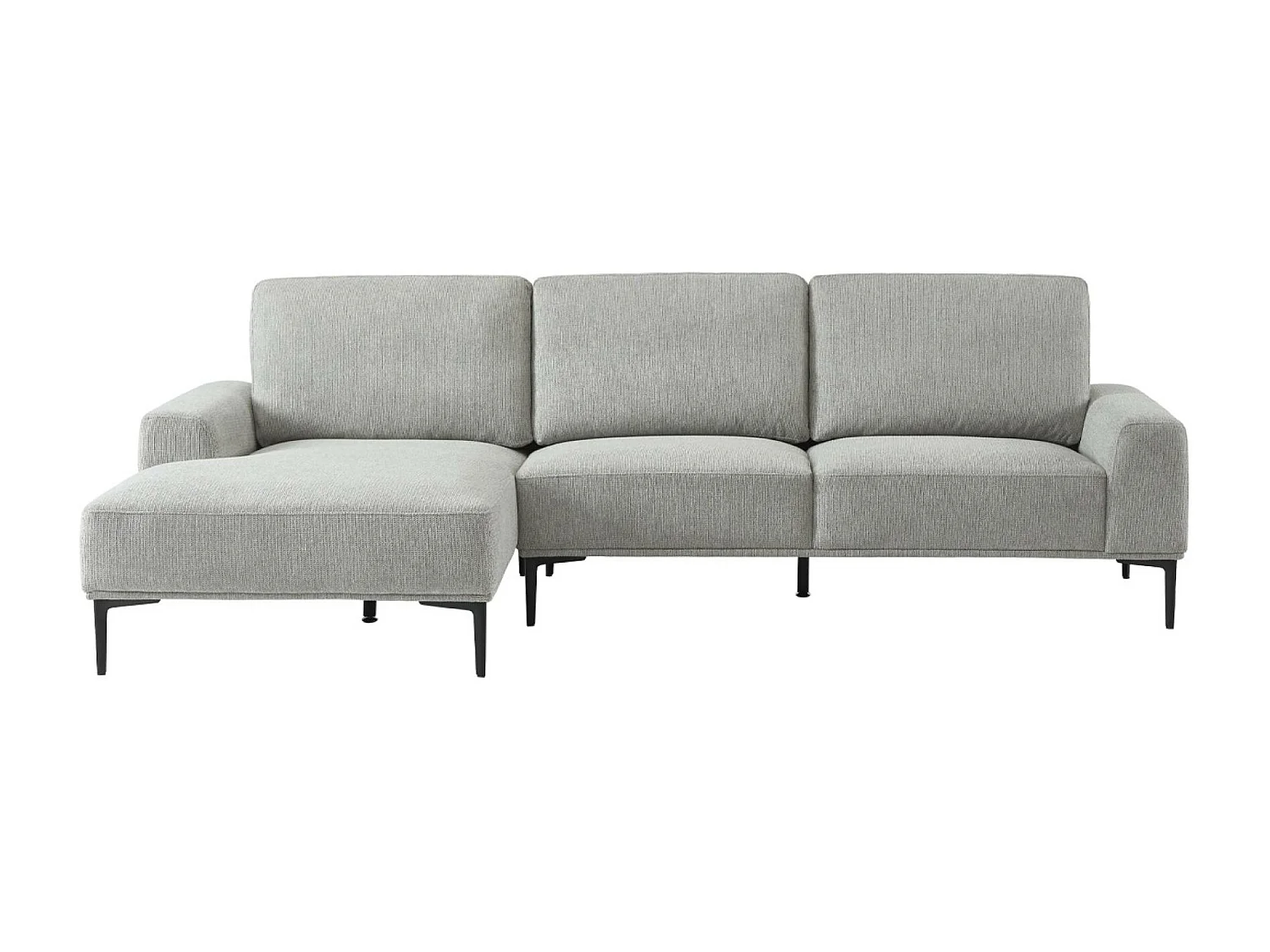 Sofá de 3 plazas de tela y metal, esquina izquierda gris claro