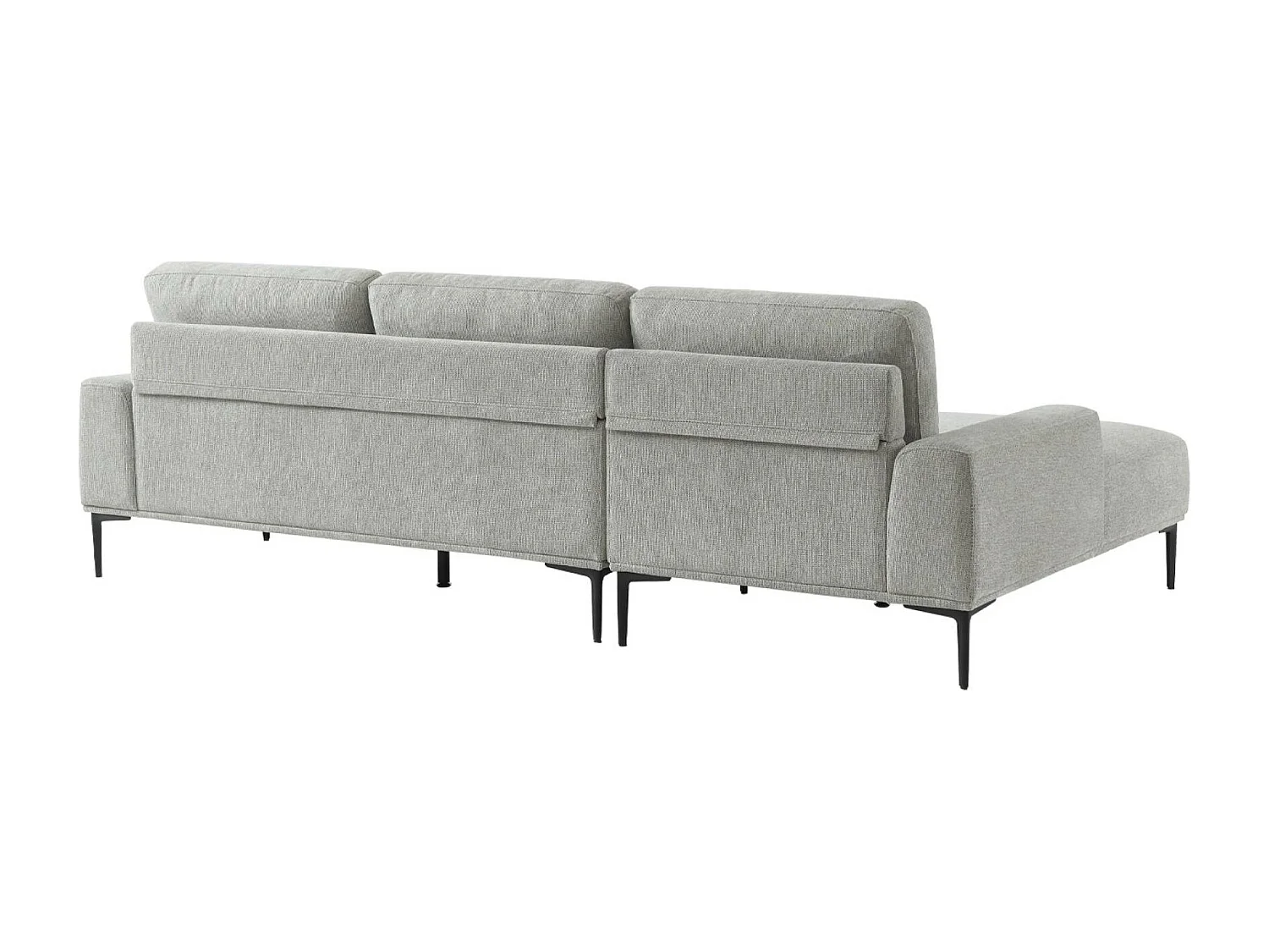 Sofá de 3 plazas de tela y metal, esquina izquierda gris claro