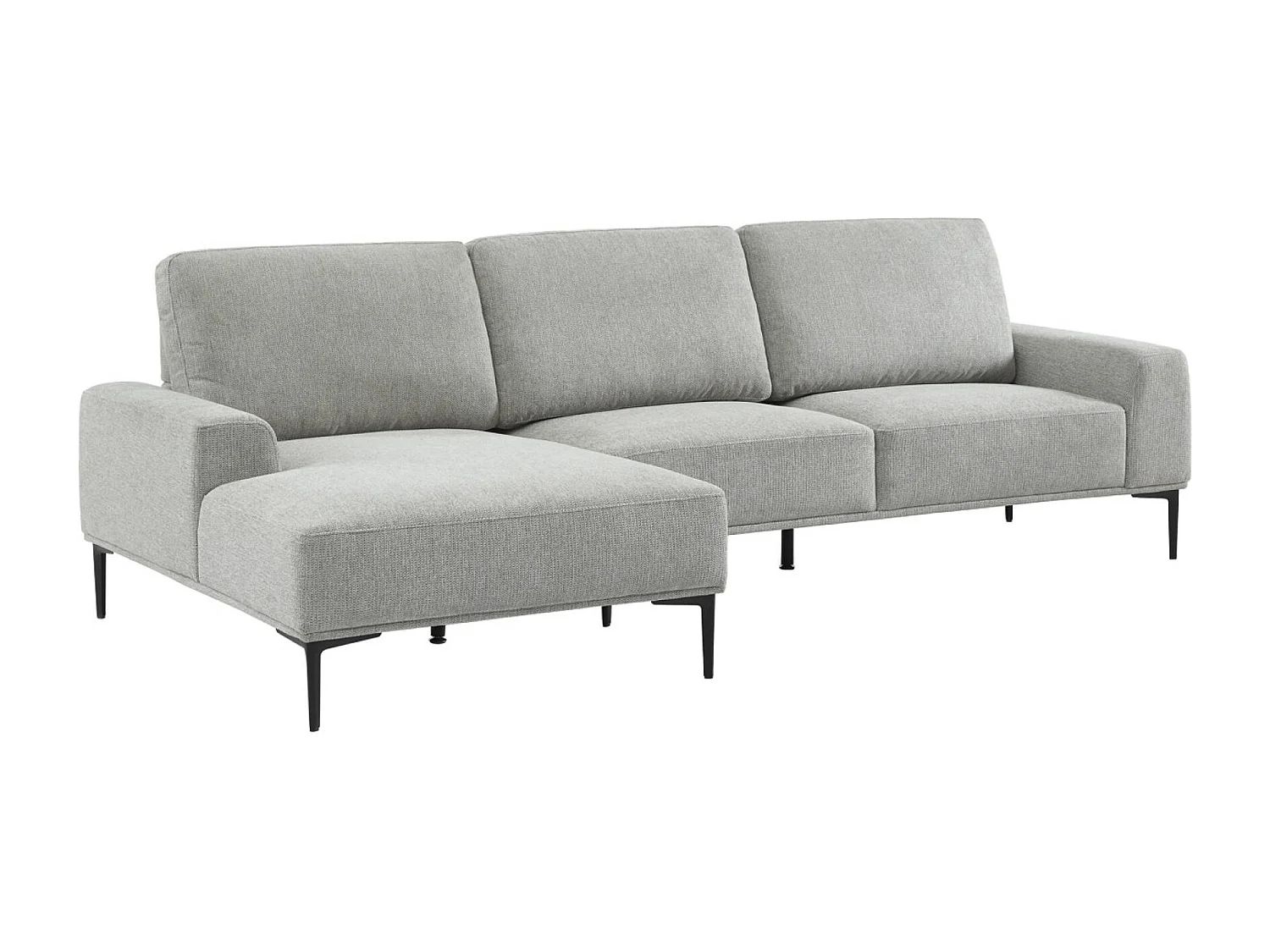 Canapé 3 places gris clair angle gauche et structure / piètement métal noir