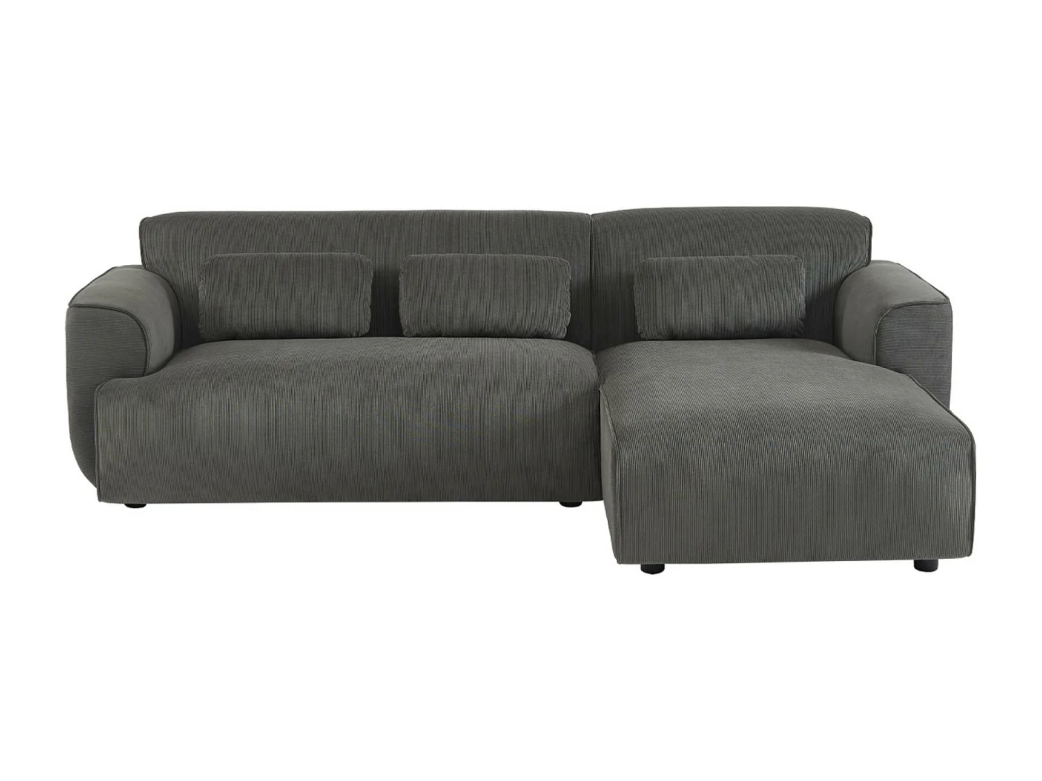 Sofá esquinero de pana de 2 a 3 plazas, esquina derecha gris