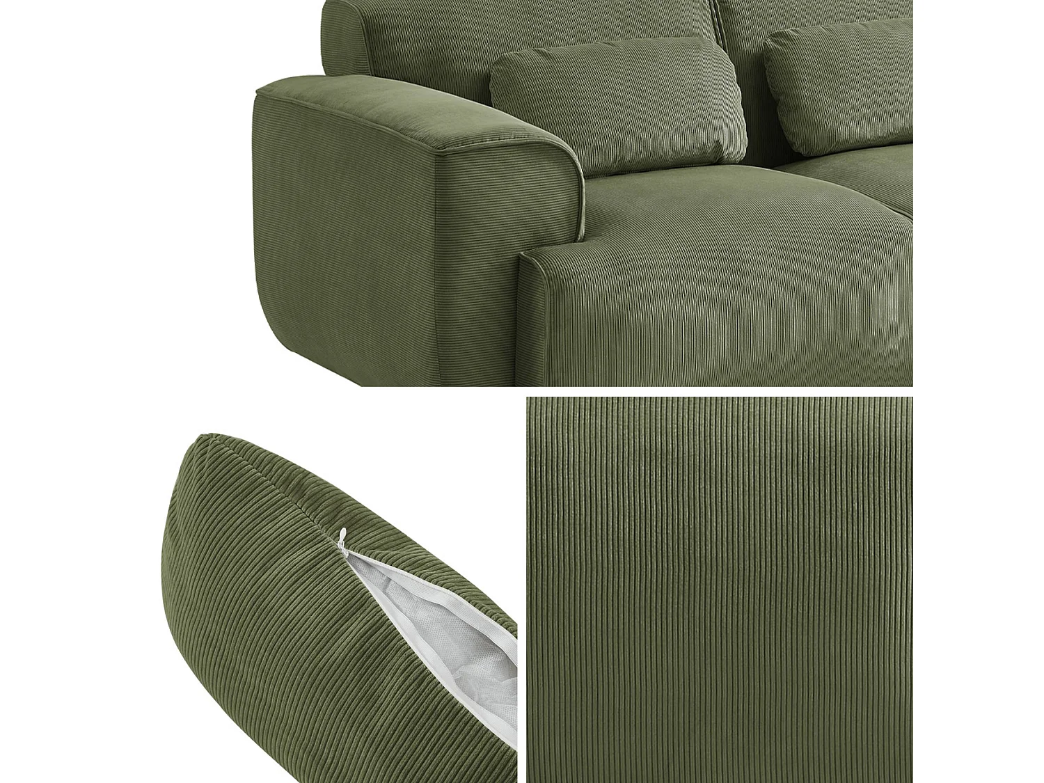 Sofá de pana de 2 plazas verde