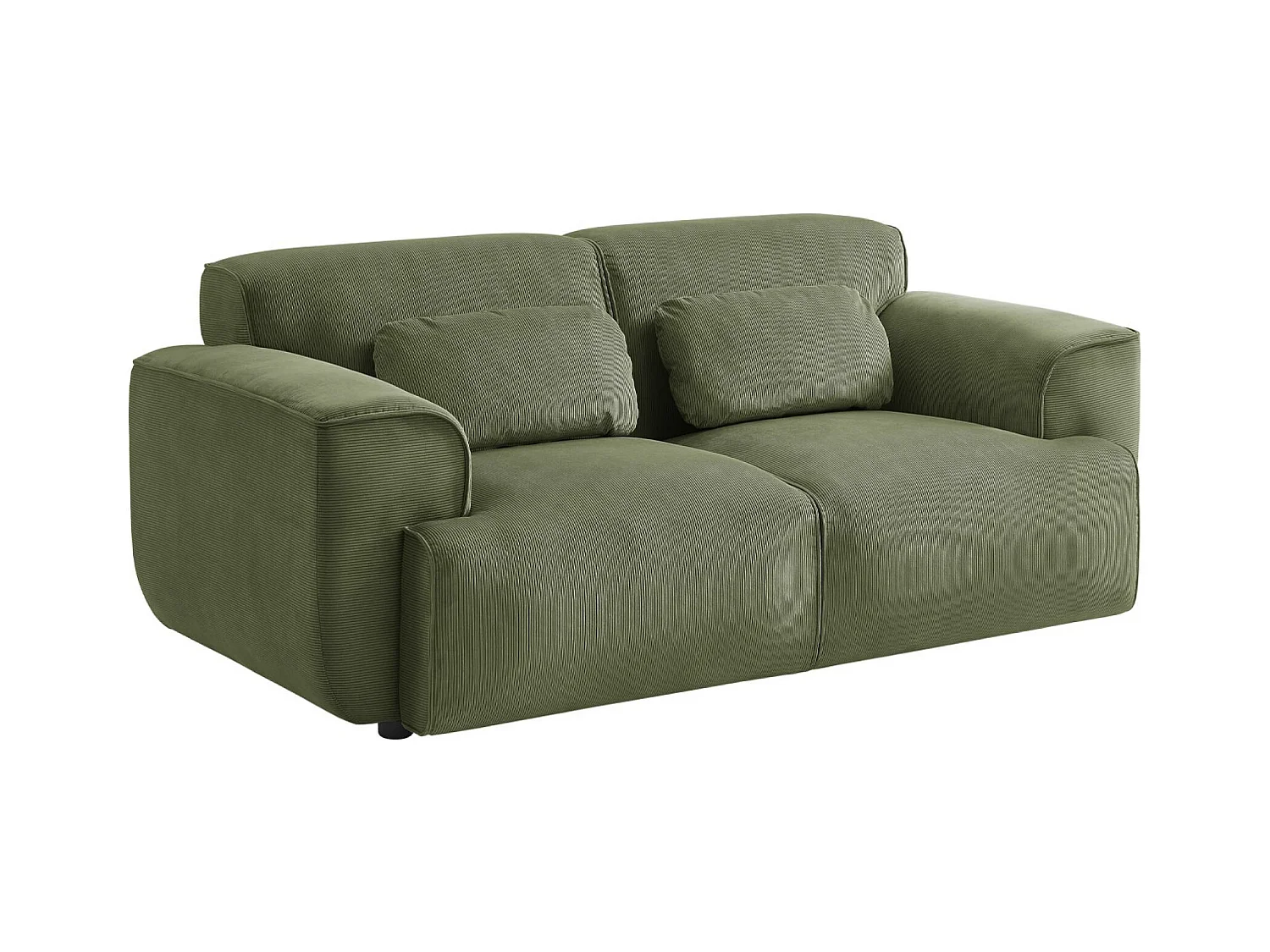 Canapé Wallas. 2 places. tissu velours côtelé vert L 180 x P 98 x H 73cm