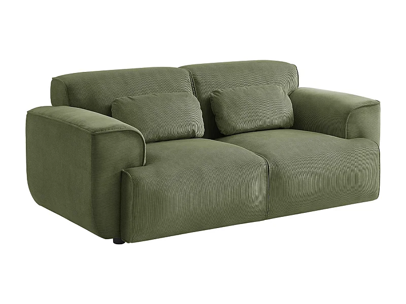 Canapé Wallas. 2 places. tissu velours côtelé vert L 180 x P 98 x H 73cm