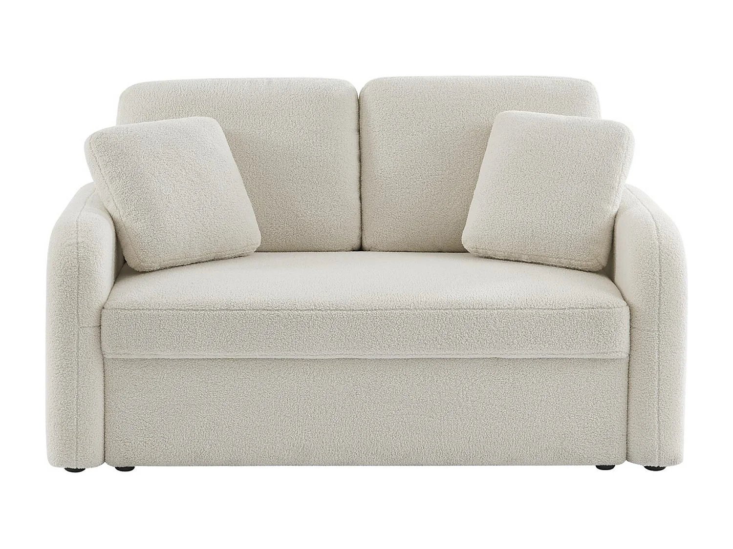 Sofá con borreguito, líneas redondeadas de 2 plazas crema