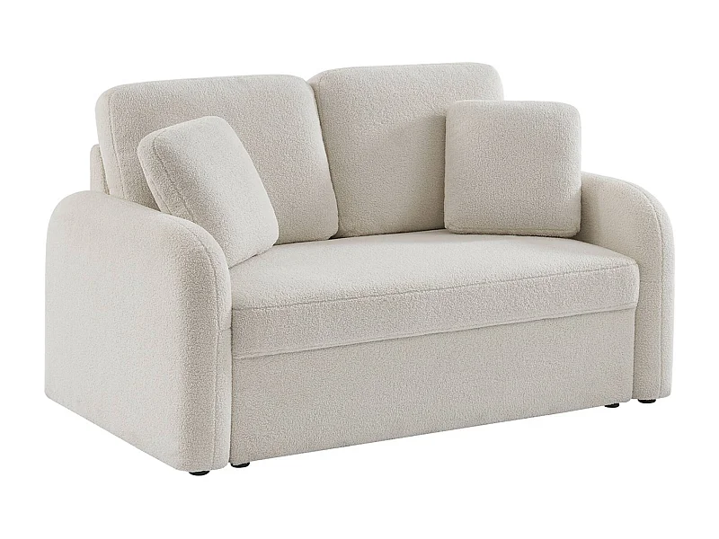 Canapé 2 places cosy rond. tissu bouclettes crème. Milano. L 150 x P 85 x H 85cm