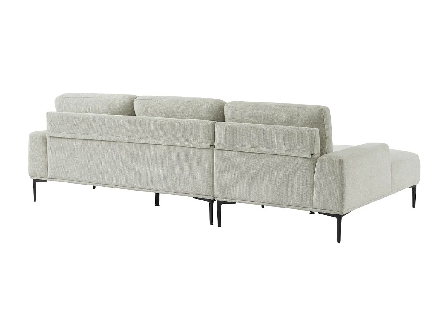 Sofá de 3 plazas de tela y metal, esquina izquierda crema