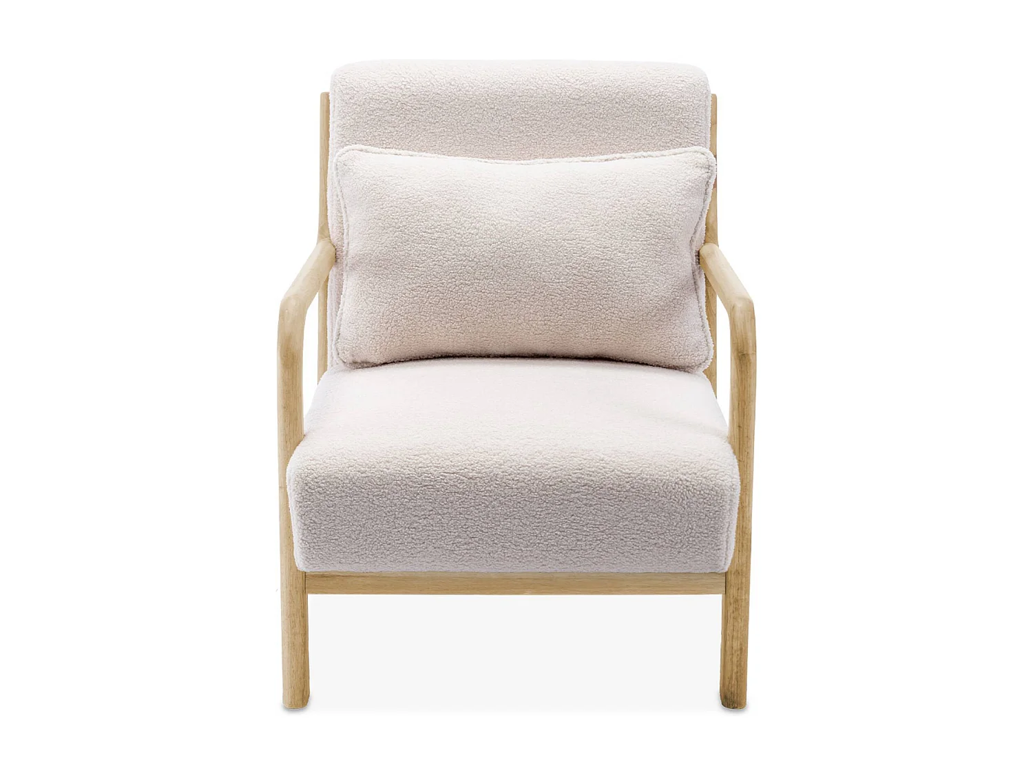 Banquette 2 places + Fauteuil en bois et tissu bouclette