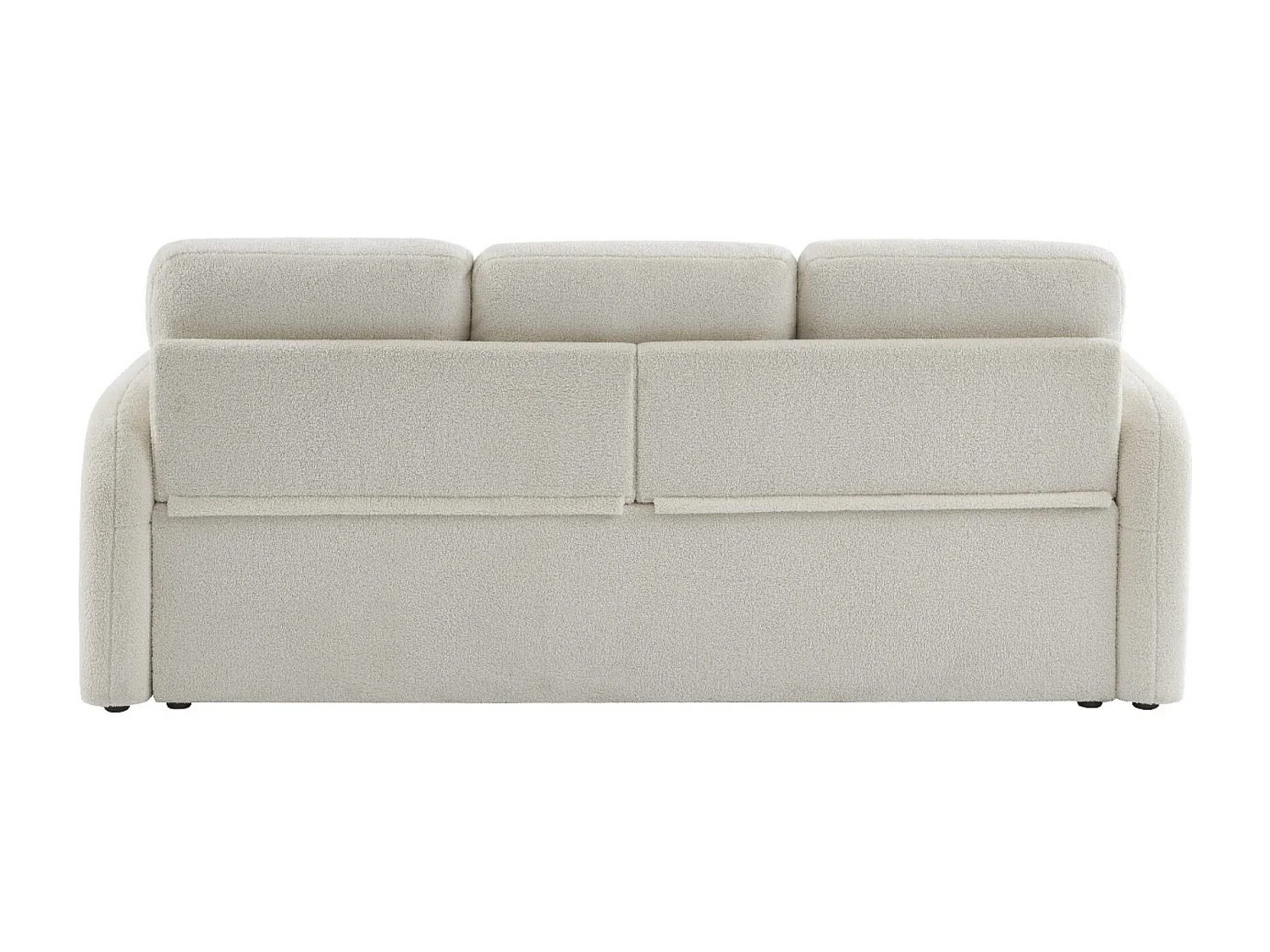 Canapé 3 places cosy rond. tissu bouclettes crème. Milano. L 210 x P 85 x H 85cm