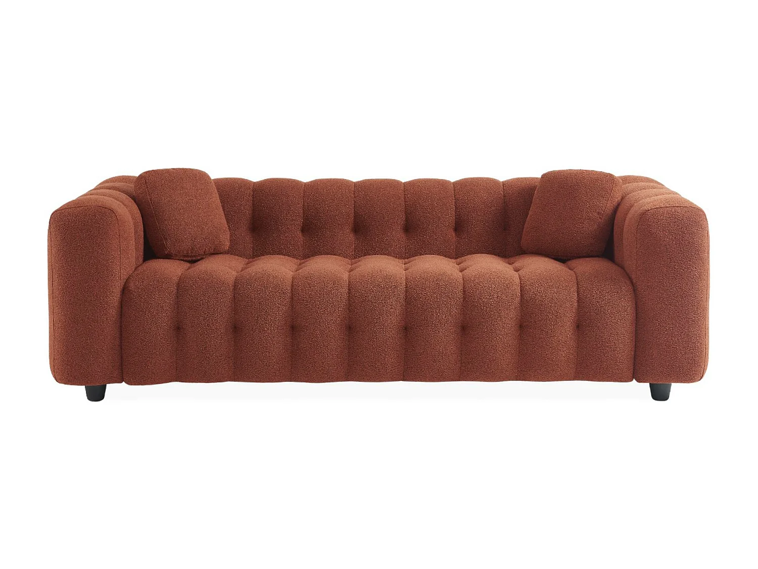 Sofá de 3 plazas, tapizado en tela borreguito texturizada terracotta