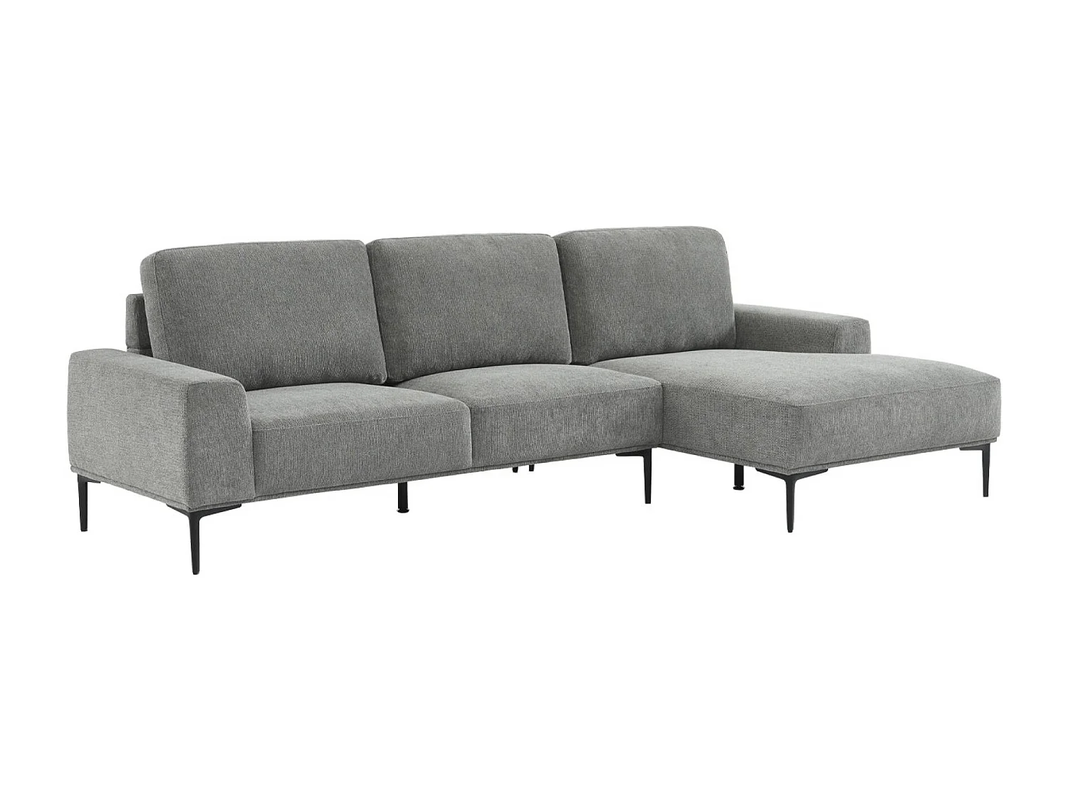 Divano a 3 posti in tessuto e metallo, angolo destro, grigio scuro