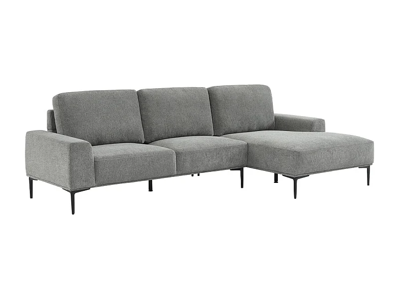 Canapé 3 places gris foncé angle à droite et structure / piètement métal noir